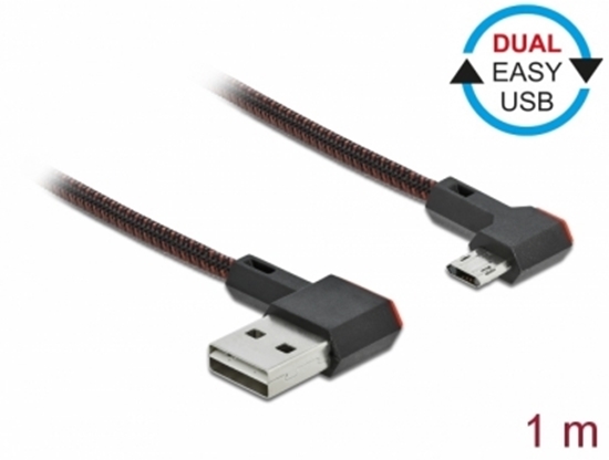 Picture of Delock EASY-USB 2.0 Cable Type-A male to EASY-USB Type Micro-B male angled left / right 1 m black