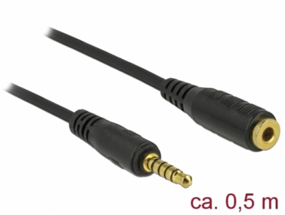 Attēls no Delock Extension Cable Stereo Jack 3.5 mm 5 pin male to female 0.5 m black