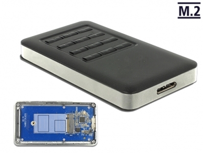 Attēls no Delock External Enclosure M.2 Key B 42 mm SSD > USB 3.0 Type Micro-B female with encryption function