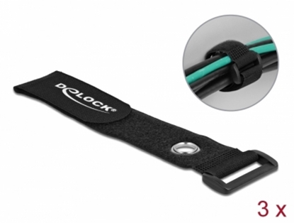 Attēls no Delock Hook-and-loop cable tie with Loop and Fastening Eyelet L 280 x W 38 mm black 3 pieces