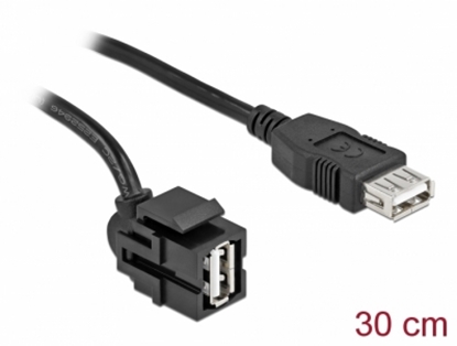 Attēls no Delock Keystone Module USB 2.0 A female 250° > USB 2.0 A female with cable black