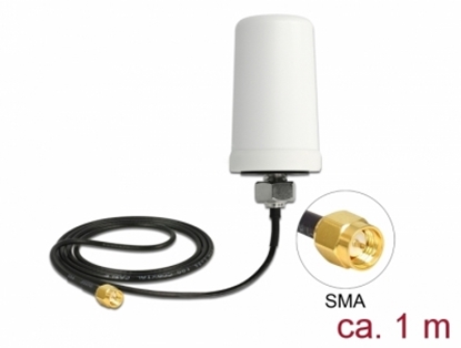Attēls no Delock LTE Antenna SMA plug 1.7 - 2.0 dBi ULA100 1 m omnidirectional fixed outdoor white