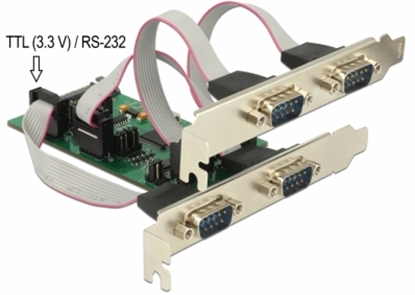 Attēls no Delock PCI Express Card  with  3 Serial RS-232 + 1  TTL 3.3 V / RS-232 with voltage supply