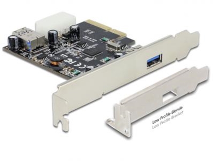 Attēls no Delock PCI Express x4 Card  1 x external + 1 x internal SuperSpeed USB 10 Gbps (USB 3.1, Gen 2) type A female