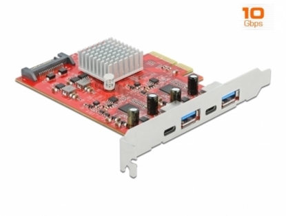 Изображение Delock PCI Express x4 Card to SuperSpeed USB 10 Gbps with 2 x USB Type-A and 2 x USB Type-C™ - Dual Channel