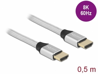Attēls no Delock Ultra High Speed HDMI Cable 48 Gbps 8K 60 Hz silver 0.5 m