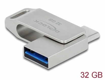 Attēls no Delock USB 3.2 Gen 1 USB-C™ + Type-A Memory Stick 32 GB - Metal Housing