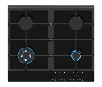 Attēls no Simfer | H6 401 TGRSP | Hob | Gas on glass | Number of burners/cooking zones 4 | Rotary knobs | Black