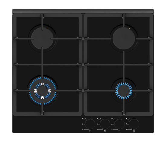 Picture of Simfer | Hob | H6 401 TGRSP | Gas on glass | Number of burners/cooking zones 4 | Rotary knobs | Black