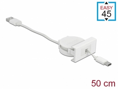 Attēls no Delock Easy 45 Module USB 2.0 Retractable Cable USB Type-A to USB Type-C™ white