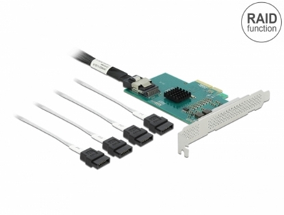 Attēls no Delock PCI Express Card to 4 x SATA 6 Gb/s RAID and HyperDuo - Low Profile Form Factor