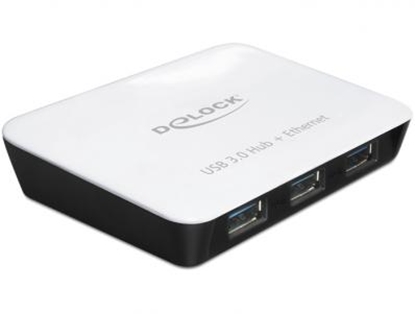 Изображение Delock USB 3.0 Hub 3 Port + 1 Port Gigabit LAN 101001000 Mbs