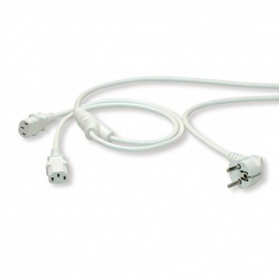 Picture of ROLINE Y-Power Cable, 2x straight IEC Connector, white, 2.0 m