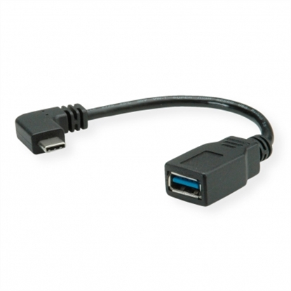 Attēls no ROLINE USB Type C 90° angled - A, M/F, OTG, black, 0.15 m
