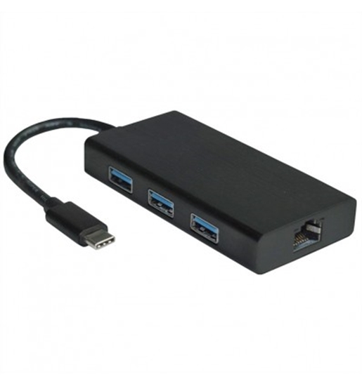 Изображение VALUE USB 3.1 Type C to Gigabit Ethernet Converter + Hub 3x USB 3.0 Type A