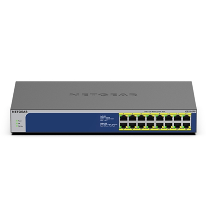 Изображение Netgear GS516PP Unmanaged Gigabit Ethernet (10/100/1000) Power over Ethernet (PoE) Blue, Grey