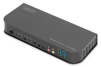 Attēls no Digitus KVM Switch, 2-Port, 4K60Hz, 2 x DP in, 1 x DP/HDMI out