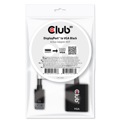 Picture of CLUB3D DisplayPort™ to VGA Black Active Adapter M/F