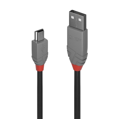 Attēls no Lindy 0,5m USB 2.0 Type A to Mini-B Cable, Anthra Line