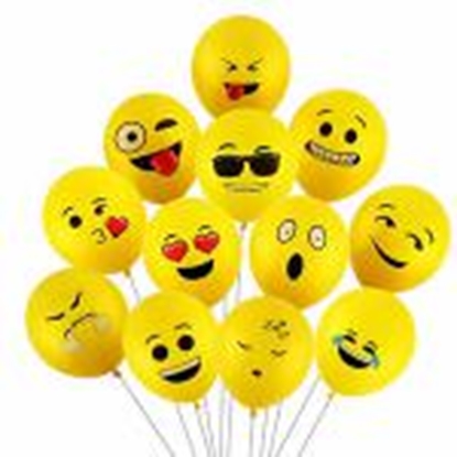 Attēls no Gaisa baloni dzeltenas metalic ar dažādiem smaidiņiem 12 gab
