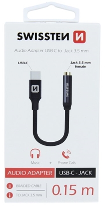 Изображение Swissten USB-C to Jack 3.5mm Audio Adapter for phones 15 cm