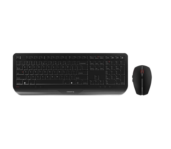 Изображение CHERRY Desktop GENTIX [EU/US] WL black US-Englisch mit EURO Symbol keyboard Mouse included RF Wireless