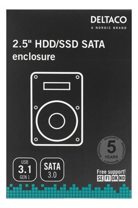 Attēls no Deltaco Pudełko na dysk twardy / SSD 2,5", USB 3.1 Gen 1, SATA 3.0, UASP, czarny / MAP-K104