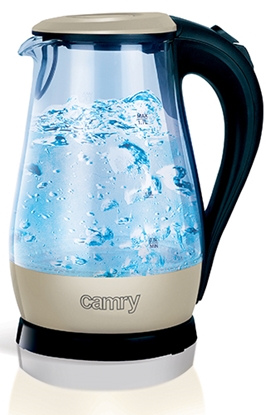 Изображение Camry | CR 1251 | Standard kettle | 2000 W | 1.7 L | Glass | 360° rotational base | Glass/Black