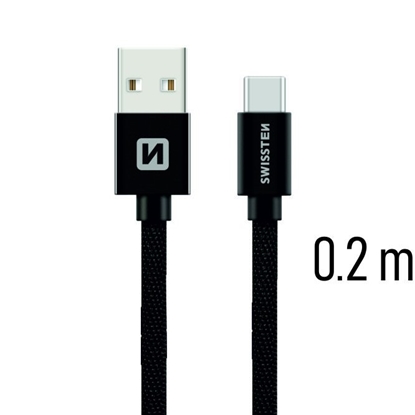 Attēls no Swissten Textile Universal Quick Charge 3.1 USB-C Data and Charging Cable 20 cm