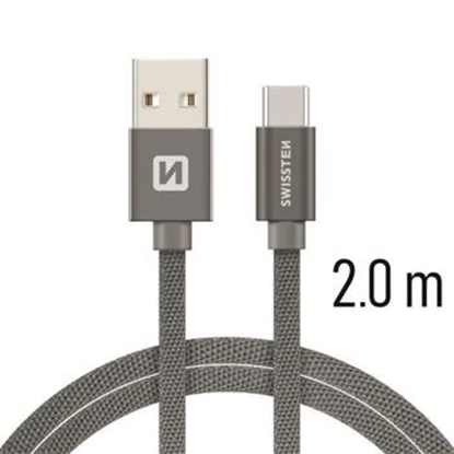 Attēls no Swissten Textile Universal Quick Charge 3.1 USB-C Data and Charging Cable 2m