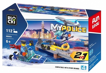 Obrazek Blocki MyPolice Police patrol on water and the air / KB0654 / Constructor with 112 parts / Age 6+