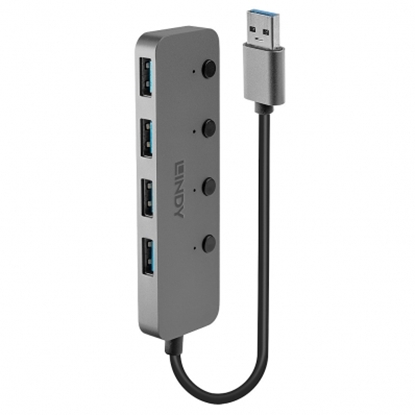 Attēls no Lindy 4 Port USB 3.0 Hub with On/Off Switches