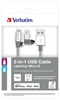 Picture of Verbatim 48869 USB cable 1 m USB A Micro-USB B/Lightning Aluminium, Grey
