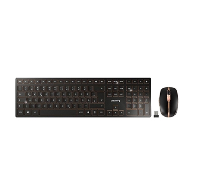 Picture of CHERRY DW 9000 SLIM keyboard Mouse included RF Wireless + Bluetooth Czech, Slovakian Black, Bronze