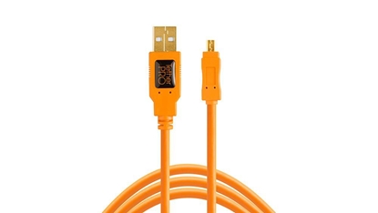 Picture of Tether Tools TetherPro USB 2.0 A to Mini-B 8 pin 15 ORG