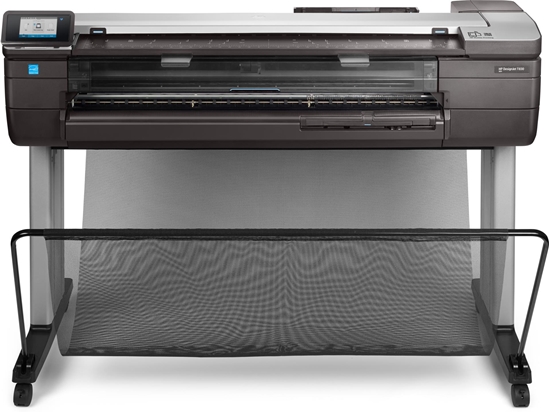 Picture of DesignJet T830 AIO All-in-One Printer/Plotter - 36" Roll/A4,A3,A2,A1,A0 Color Ink, Print/Copy/Scan, Sheet Feeder, Auto Horizontal Cutter, LAN, WiFi, 25 sec/A1 page, 82 A1 prints/hour, with Stand