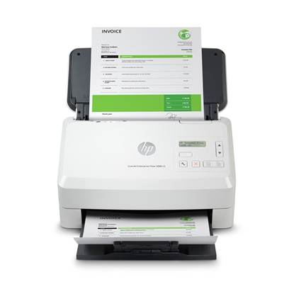 Attēls no HP ScanJet Enterprise Flow 5000 s5 Scanner - A4 Color 600dpi, Sheetfeed Scanning, Automatic Document Feeder, Auto-Duplex, OCR/Scan to Text, 65ppm, 7500 pages per day