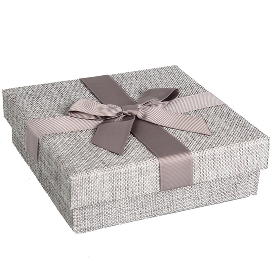 Picture of Dāvanu kaste 16x16x5cm pelēka auduma