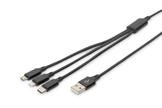 Изображение DIGITUS Cable 3-in-1 Cable USB-A to Lightning/MicroUSB/USB-C