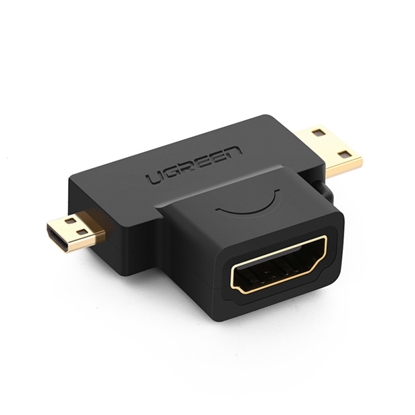 Изображение Ugreen 20144 HDMI Type A (ligzda) uz mini HDMI (spraudnis) / micro HDMI (spraudnis) adapteris ar 4K Atbalstu
