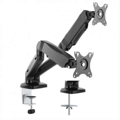 Изображение VALUE Dual LCD Monitor Stand Pneumatic, Desk Clamp, Pivot, black, 2 Joints