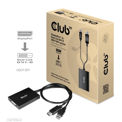 Picture of CLUB3D DisplayPort to Dual Link DVI-D HDCP OFF version Active Adapter M/F for Apple Cinema Displays