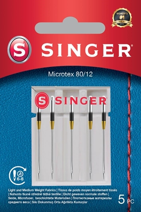 Attēls no Singer Microtex Needle 80/12 5PK