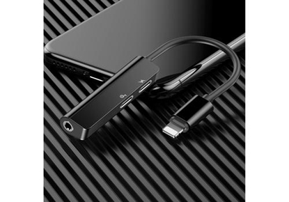 Изображение Adapter USB Baseus L52 Lightning - Jack 3.5mm + Lightning x2 Czarny  (CALL52-01)