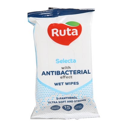 Attēls no Mitrās salvetes Ruta Selecta ar antibakteriālu efektu 15gab.