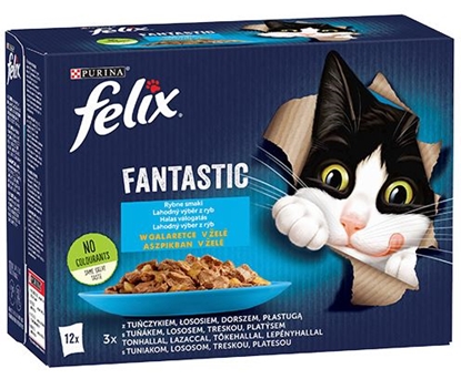 Изображение Felix Fantastic fish flavors in jelly with tuna, salmon, cod and flatfish - (12x 85 g)
