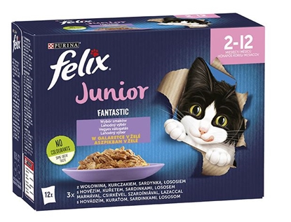 Изображение Felix Fantastic jelly food for kittens in jelly beef, chicken, salmon, sardine - 12x 85 g