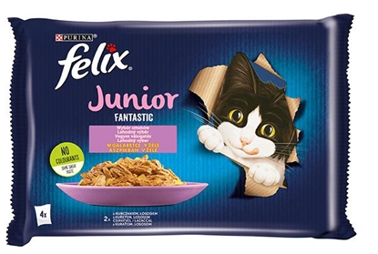 Изображение Felix Fantastic Junior rural flavors in jelly - chicken, salmon - 340g (4x 85 g)