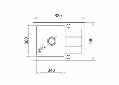 Изображение Maidsinks 62X44 1B 1D Volcano granite sink with 1-bowl drainer