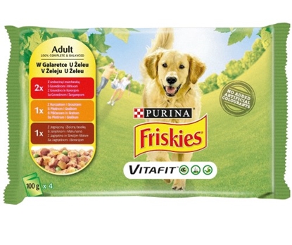 Изображение PURINA Friskies Adult - Mix in jelly - wet dog food - 4 x100 g